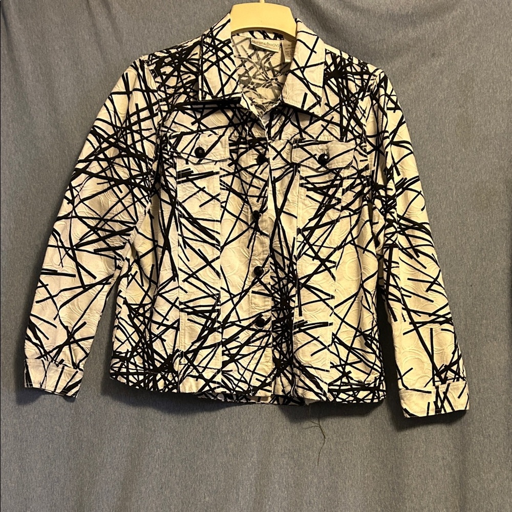 Draper’s & Damon’s Women’s Black & White Patterned Jean like Jacket size xl EUC